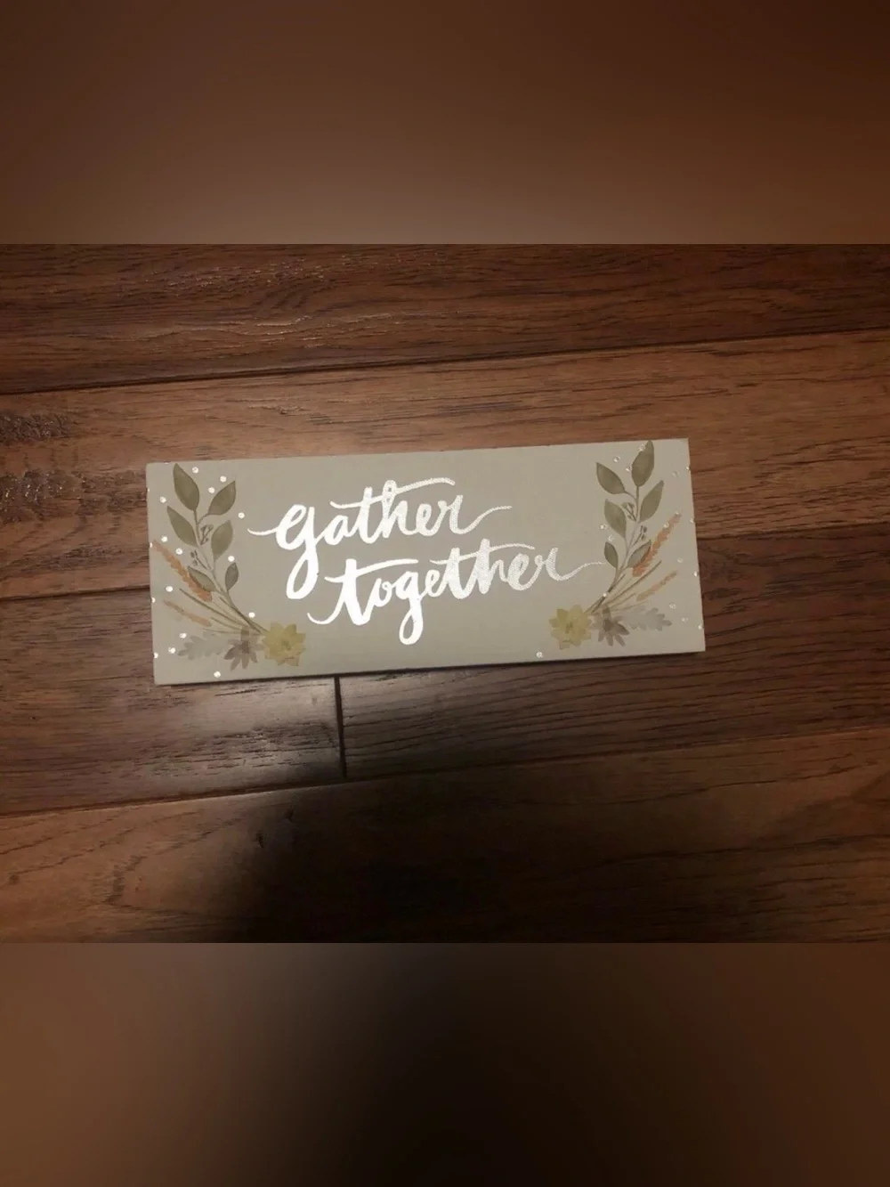 Target 'Gather Together' Floral Script Wall Sign - Cream and Green
